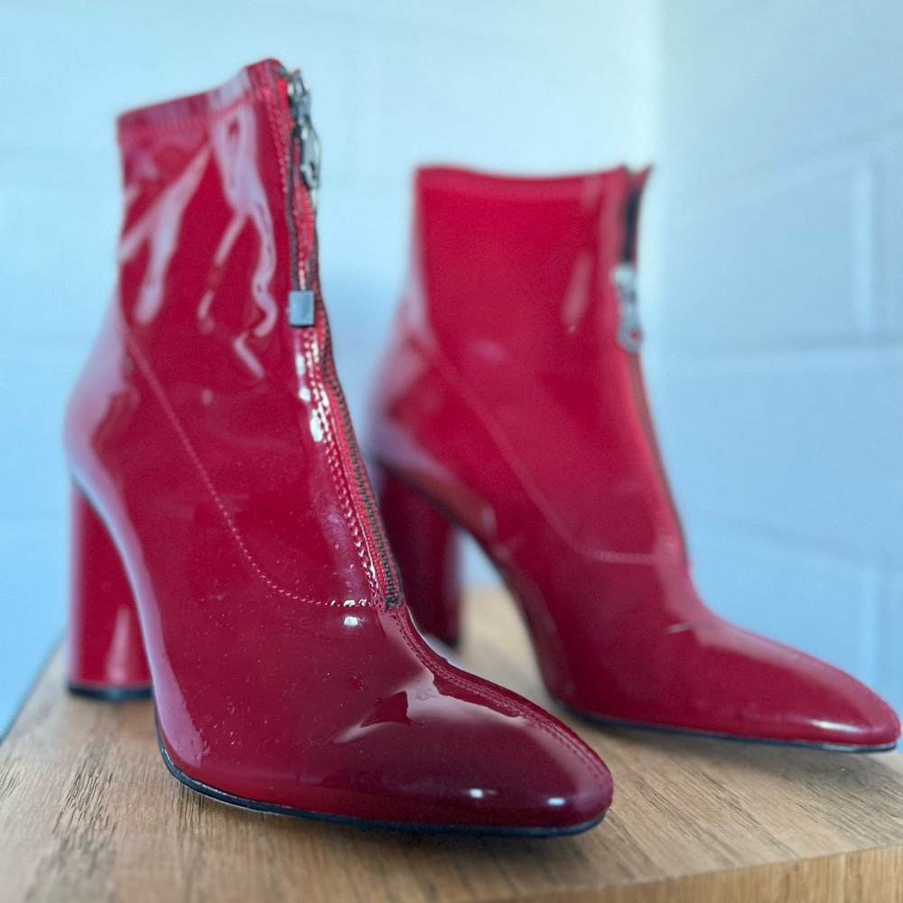 Zara Red Heeled Ankle Boots